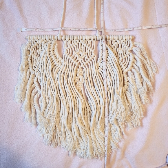 Macrame handmade white cotton rope hanging wall decor half moon tapestry - Picture 4 of 4